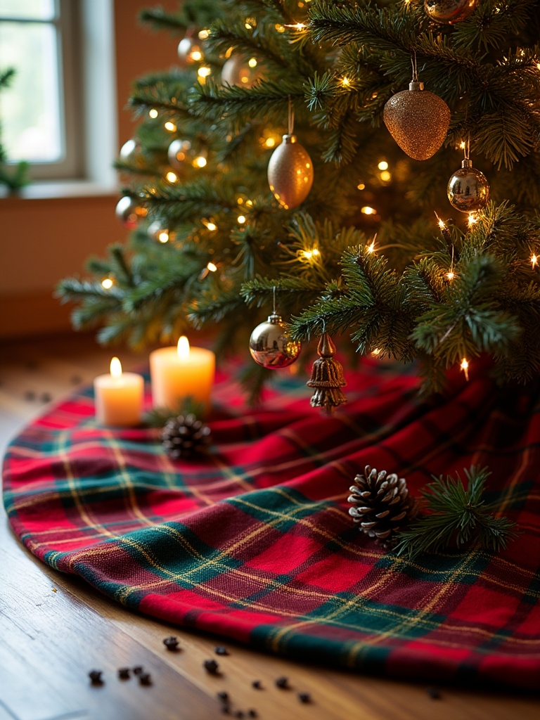 cozy plaid tree skirts