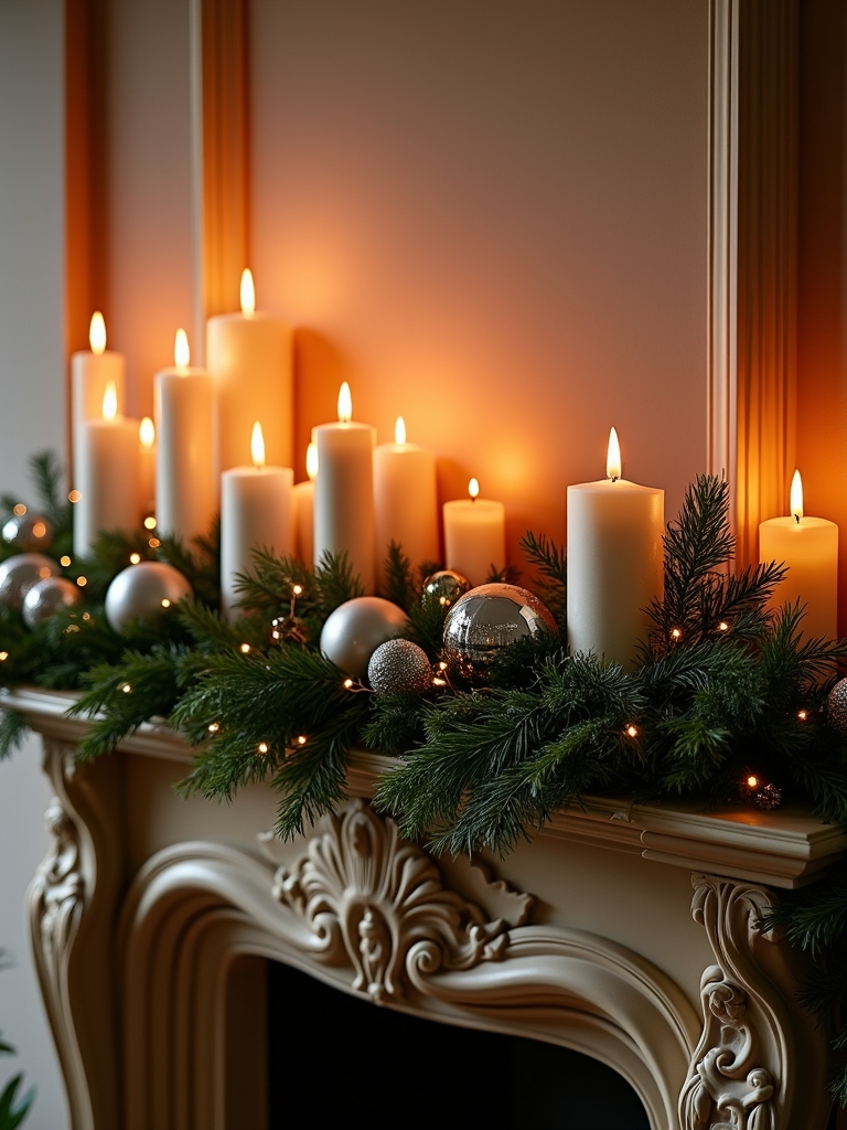 cozy vintage candle display