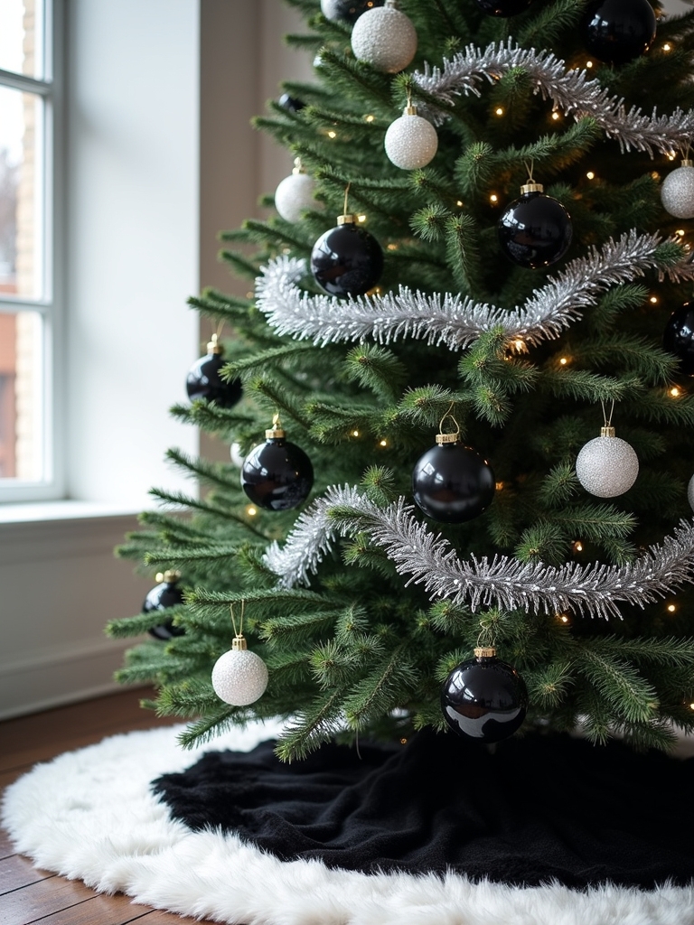elegant black and white ornaments