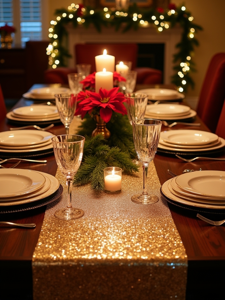 elegant gold sequin runner