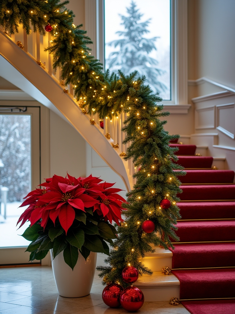 elegant holiday staircase decorations