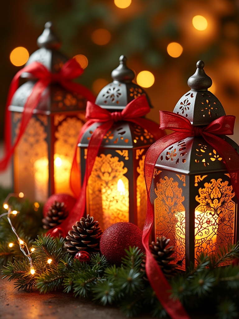 elegant lanterns with ribbons
