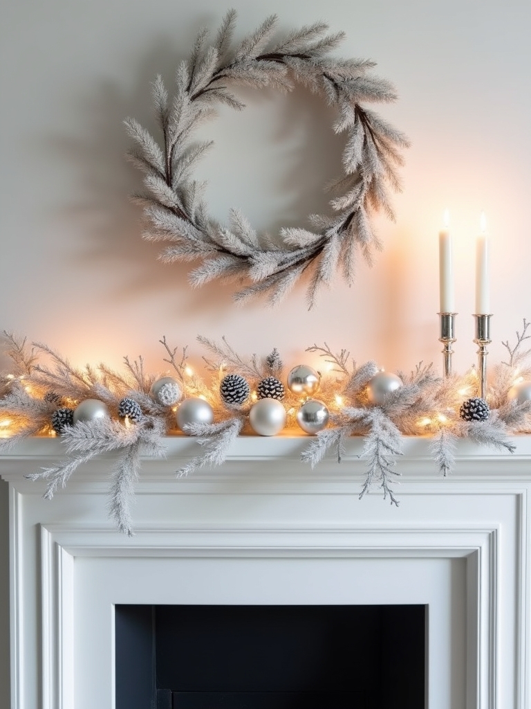 elegant monochromatic mantel display