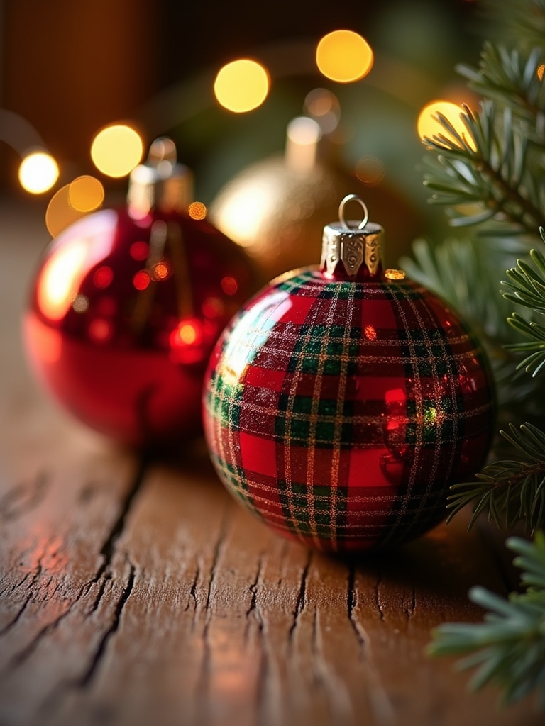 elegant plaid glass ornaments