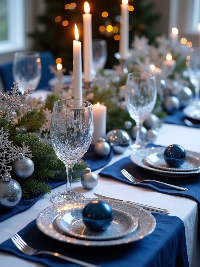 elegant silver and blue