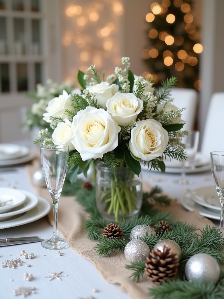 elegant snowy table setting
