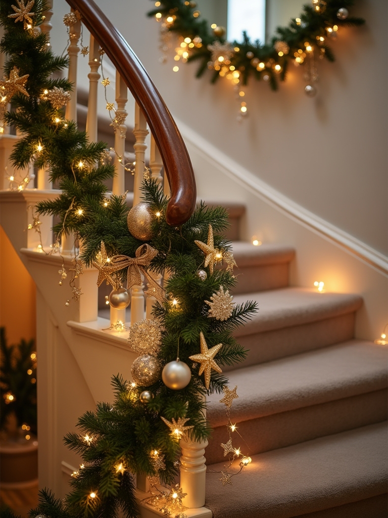 elegant staircase holiday decor