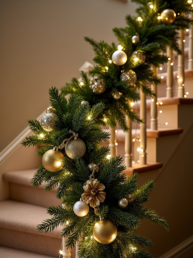 elegant staircase holiday decor