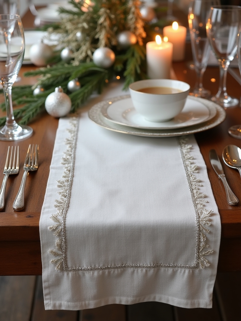 elegant white linen runner