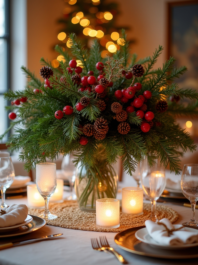 evergreen and berry centerpiece