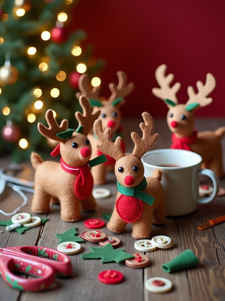 felt reindeer holiday decorations