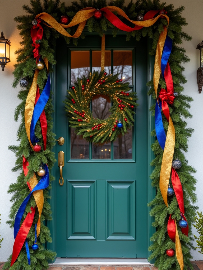 festive colorful ribbon swags