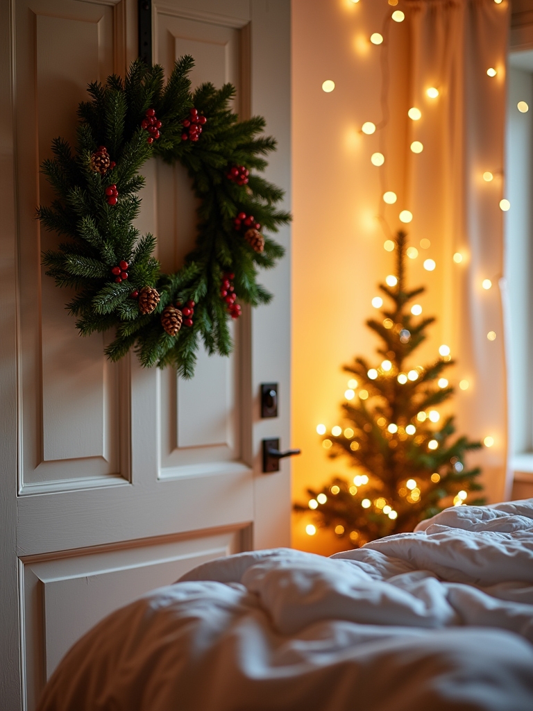 festive door wreath decorations