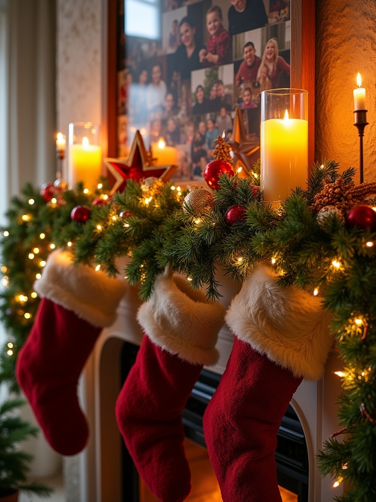 festive family photo display