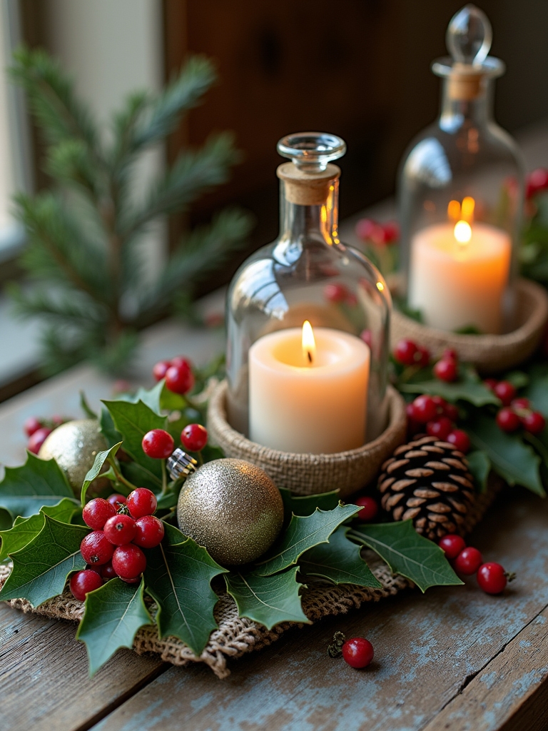 festive holly spray arrangements