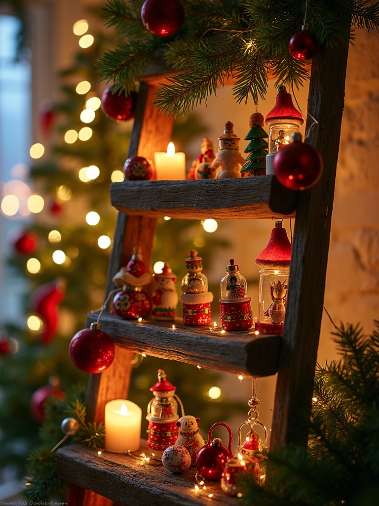 festive ladder photo display