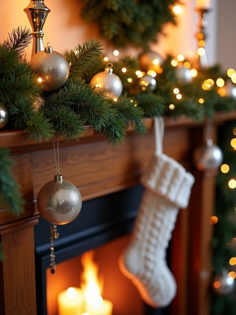 festive mantel ornament display