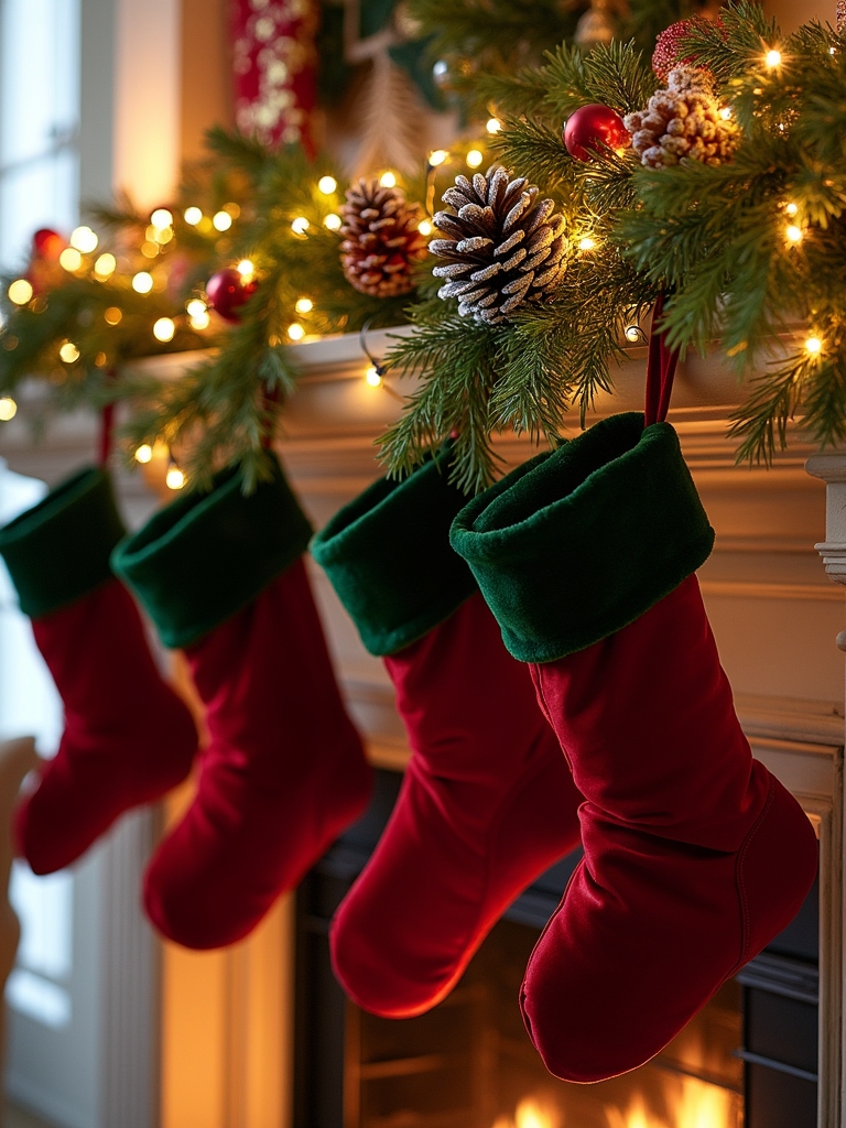 festive plush stocking garland