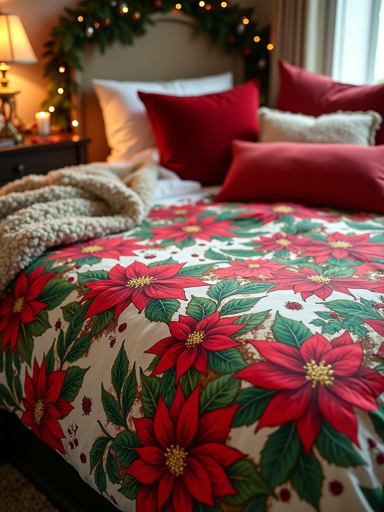 festive poinsettia bedroom decor