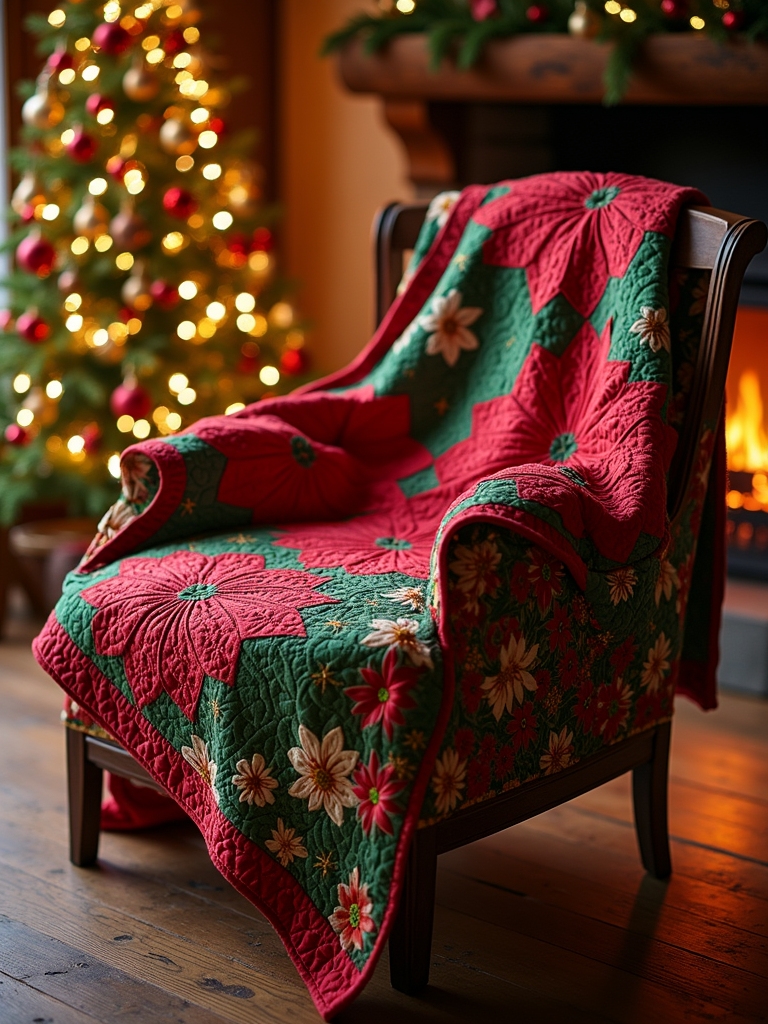festive poinsettia quilt design
