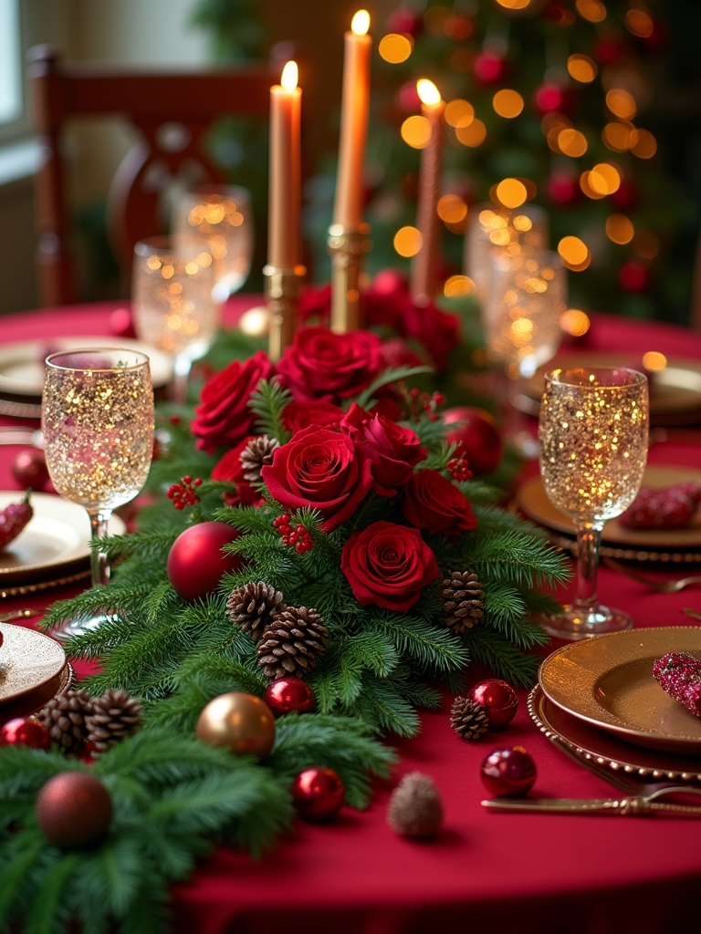 festive red and green