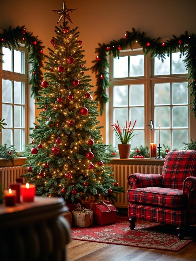 festive red and green