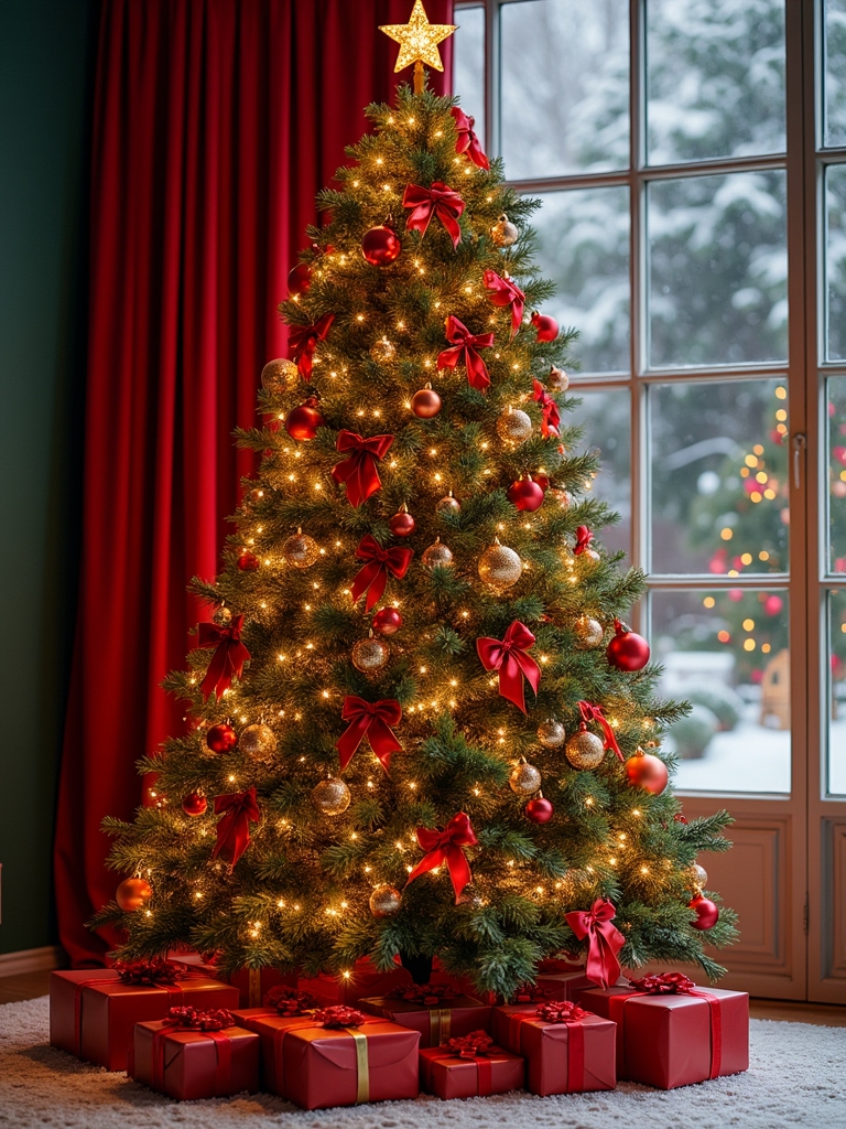 festive red and green