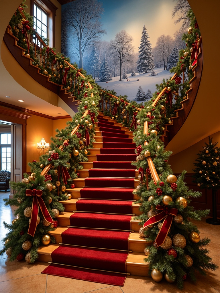 festive staircase wall art