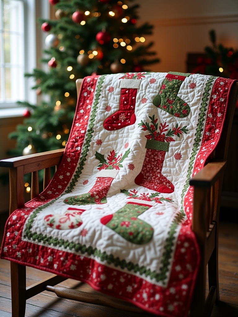 festive stocking quilt creation