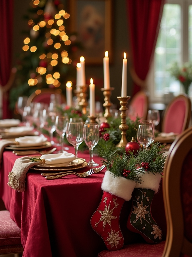 festive stockings as decor