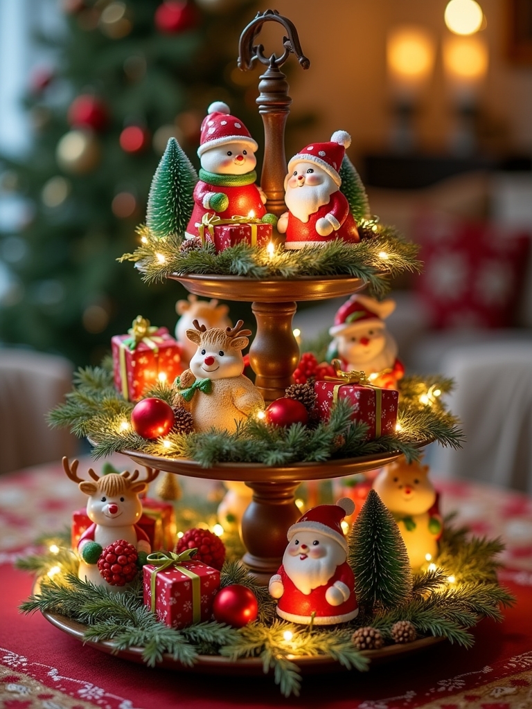 festive tiered tray display