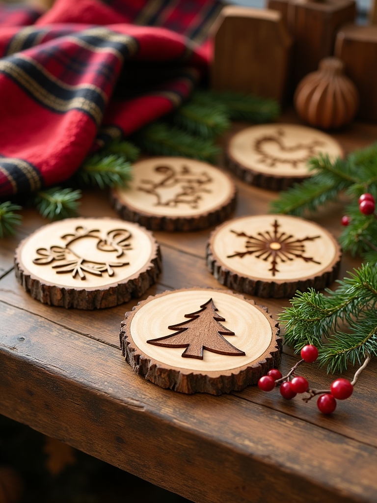 festive wooden coaster designs