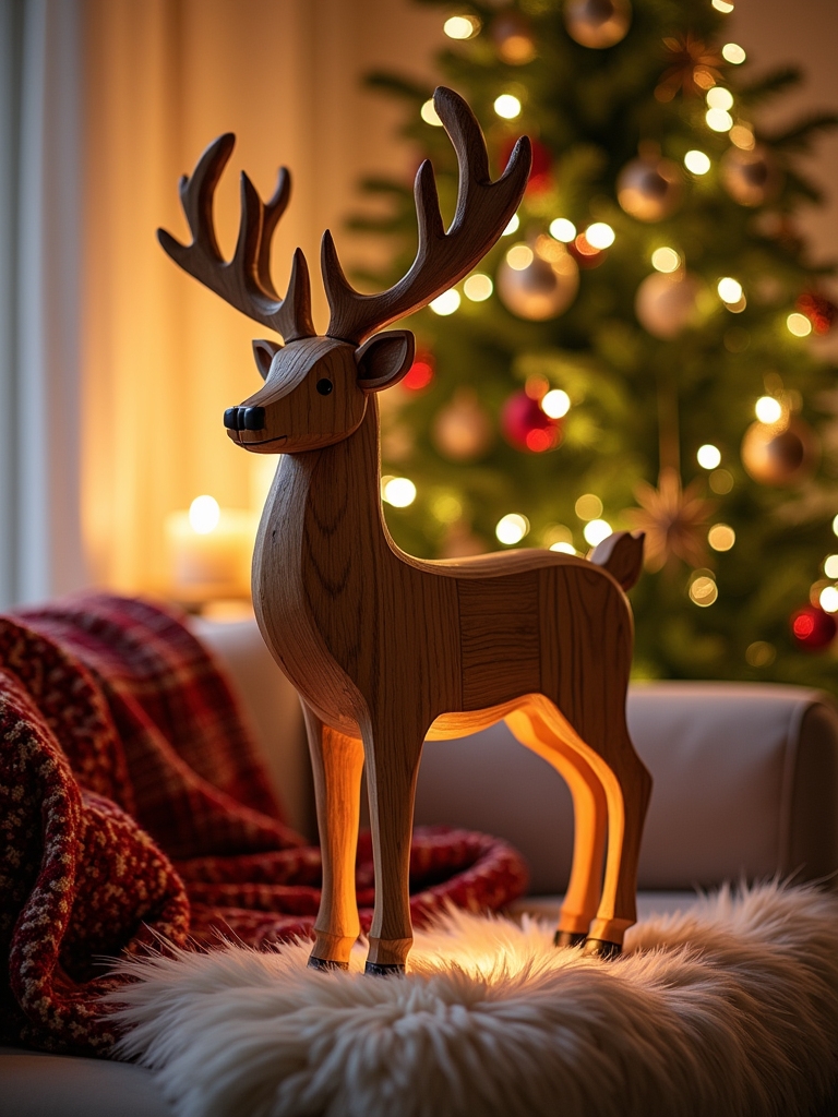 festive wooden reindeer decoration