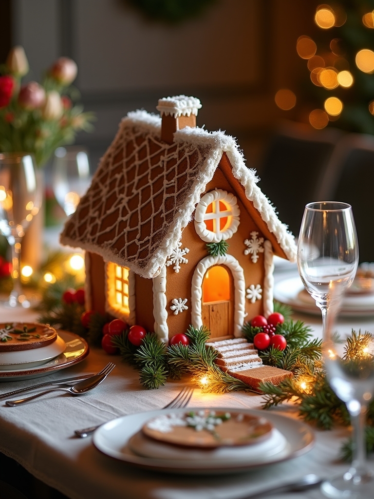 gingerbread house holiday centerpiece
