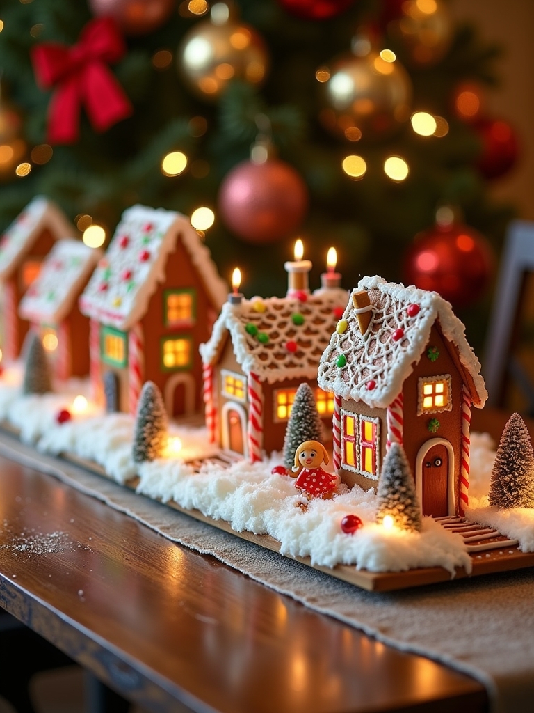 gingerbread village holiday centerpiece