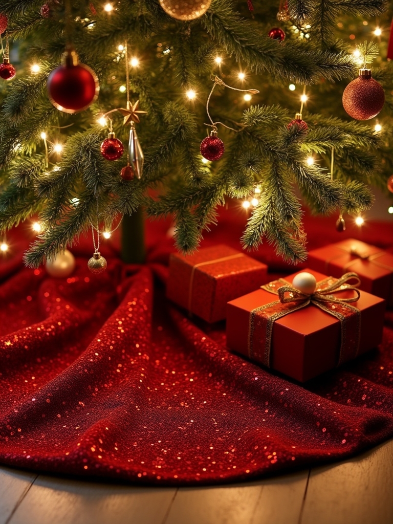 glamorous red sequin skirt