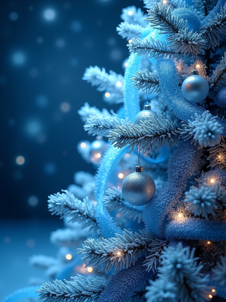 glittering blue fairy lights