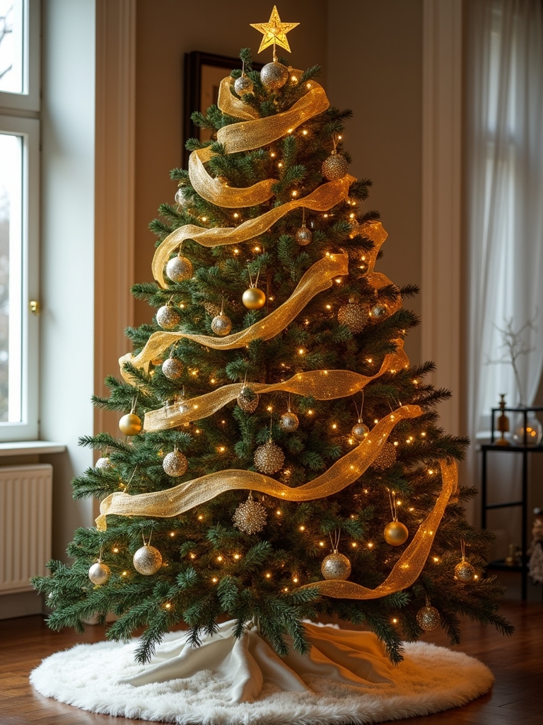 gold ribbon tree decoration