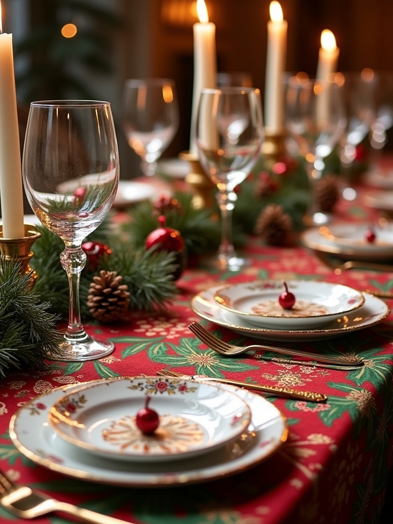 hand painted festive table runner