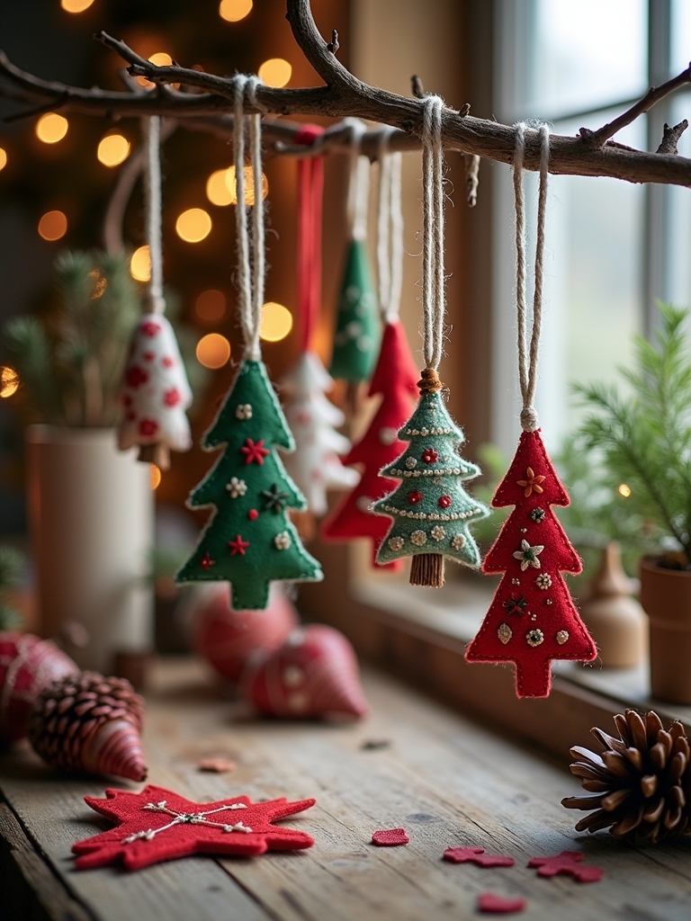 handmade embroidered felt ornaments