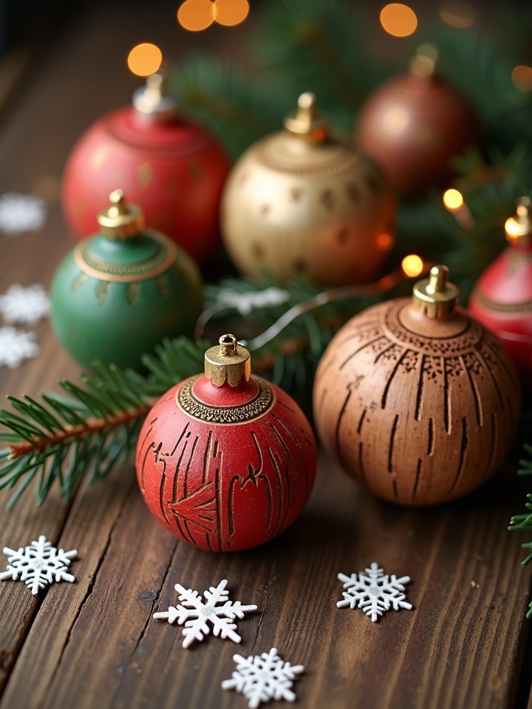 handmade wooden christmas baubles