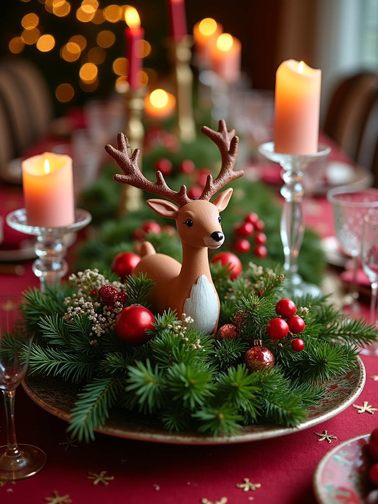 joyful reindeer evergreen decor