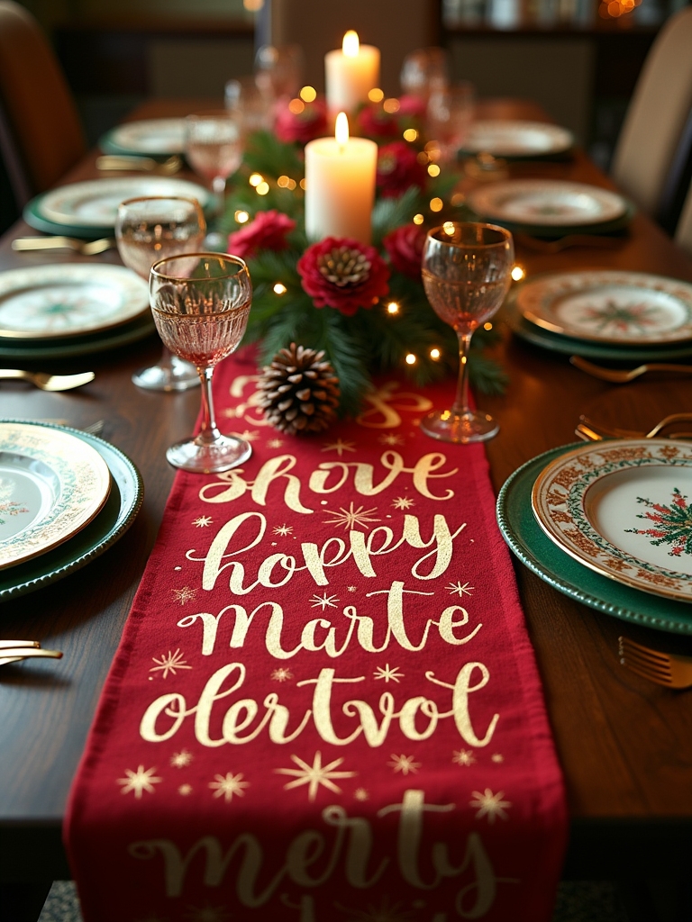 joyful typography table runner