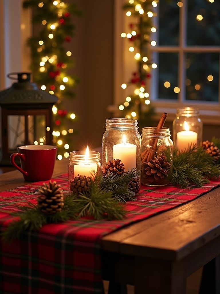 mason jars as candle holders
