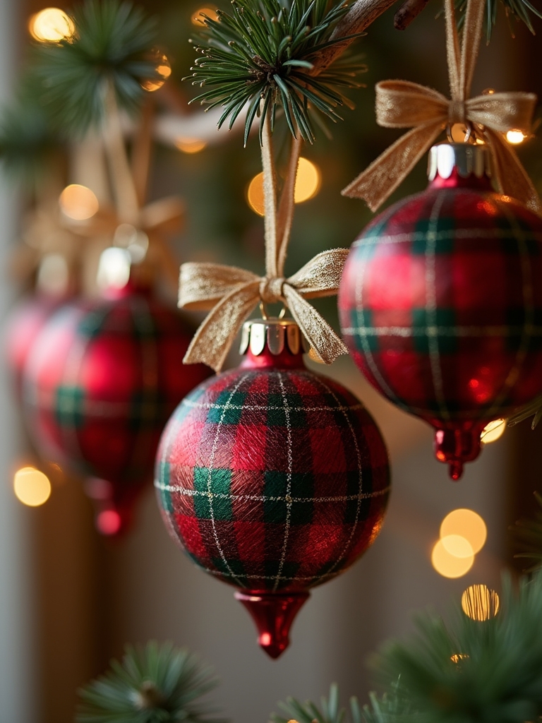 metallic plaid ribbon accents