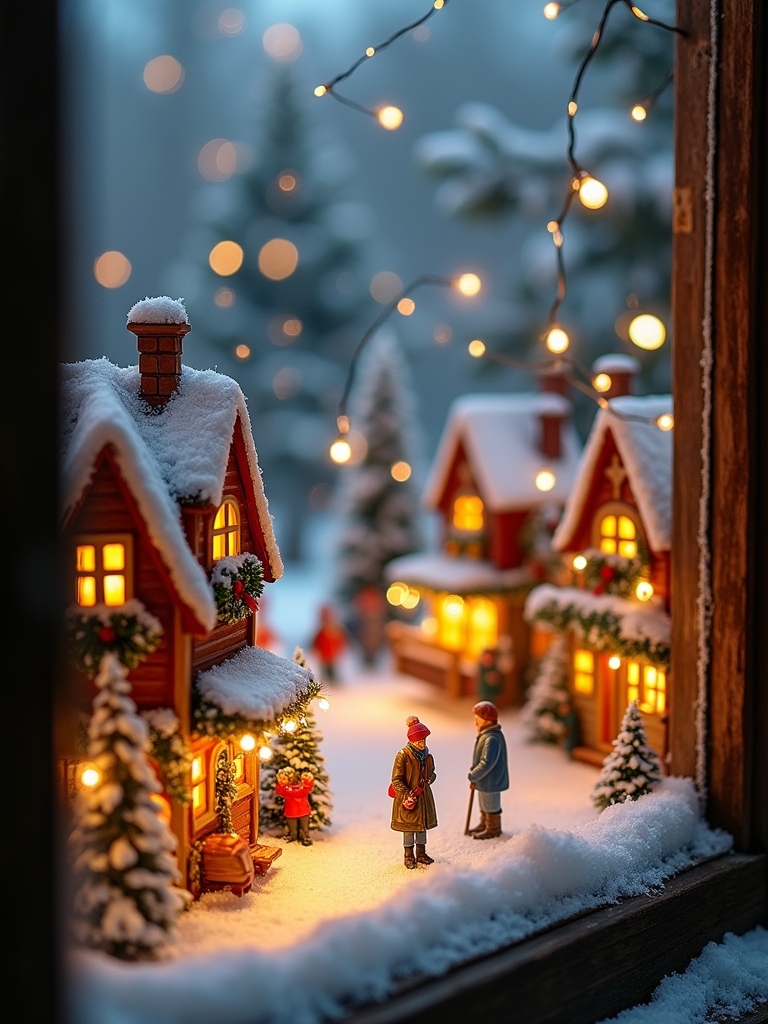 miniature christmas village setup