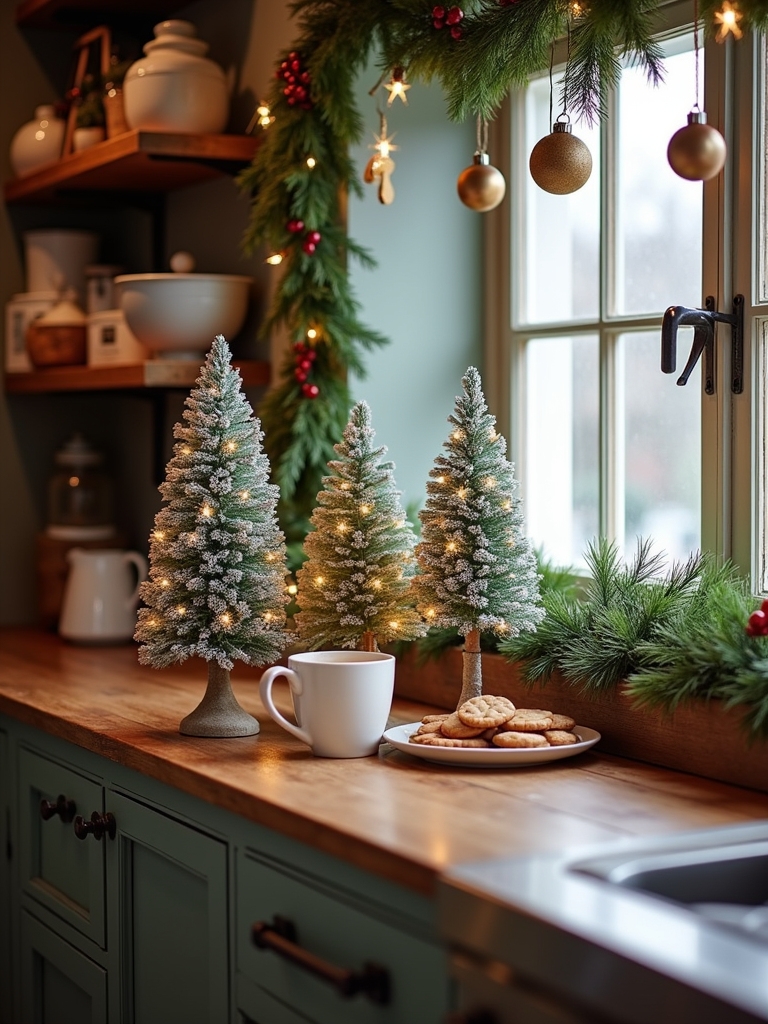 miniature festive tree arrangements