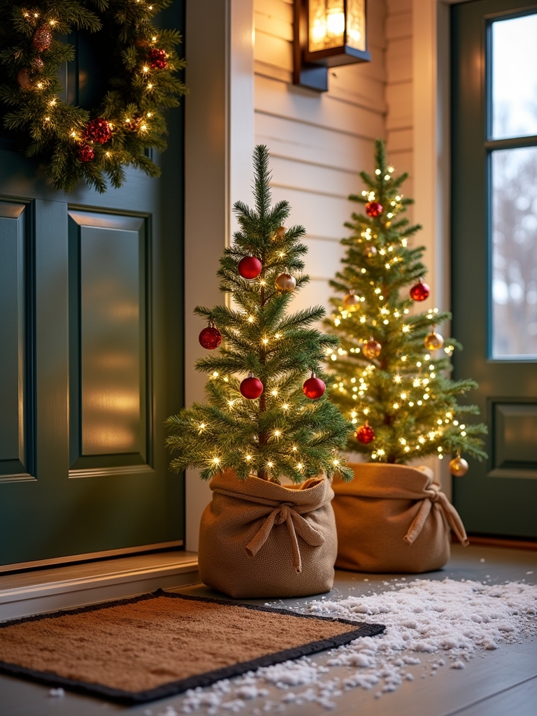 miniature trees with ornaments