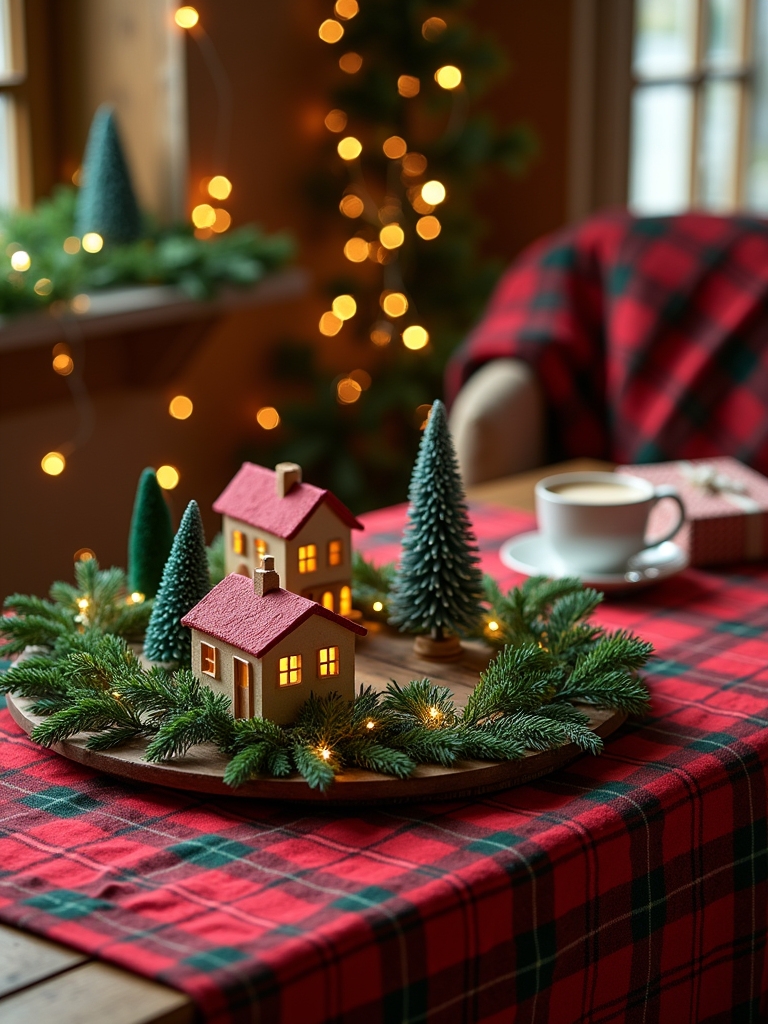 nostalgic plaid christmas village