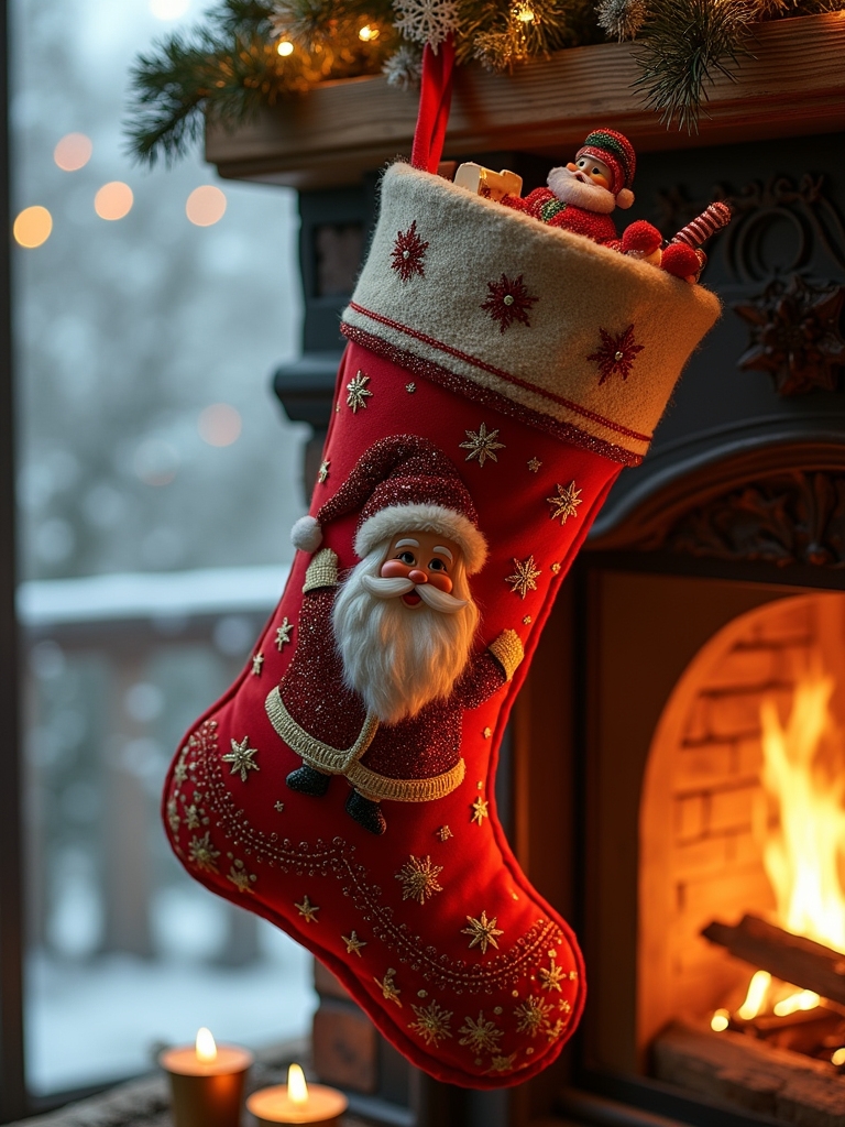 nostalgic vintage santa stockings